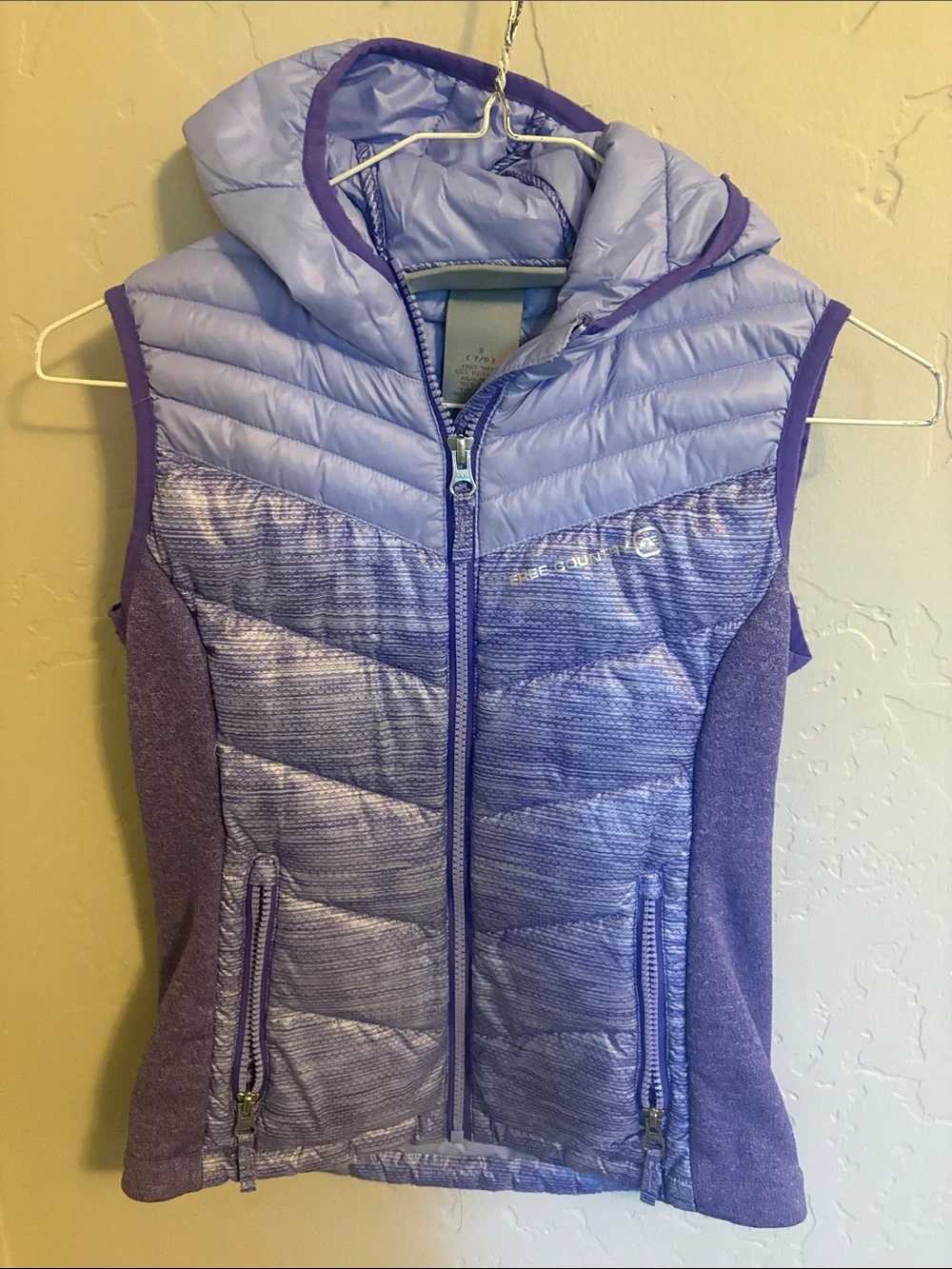 Free Country Mint and Lavender Quilted Hooded Vests Bundle of Two
